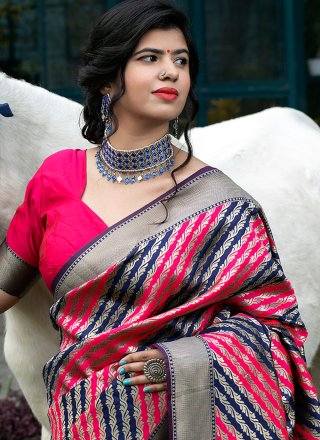 Multi Colour Wedding Banarasi Silk Designer Traditional Saree