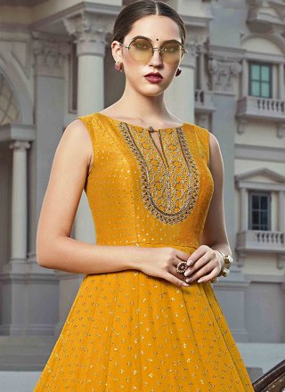 Mustard Viscose Readymade Gown