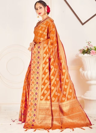 Mustard Woven Art Banarasi Silk Traditional Designer Saree