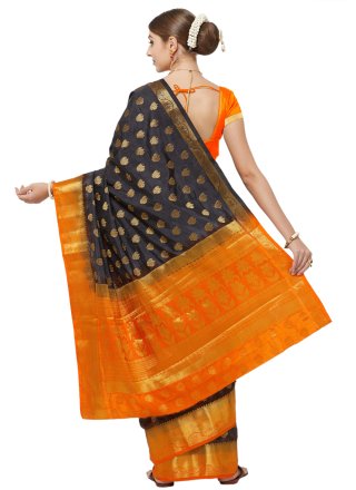 Navy Blue Banarasi Silk Designer Traditional Saree