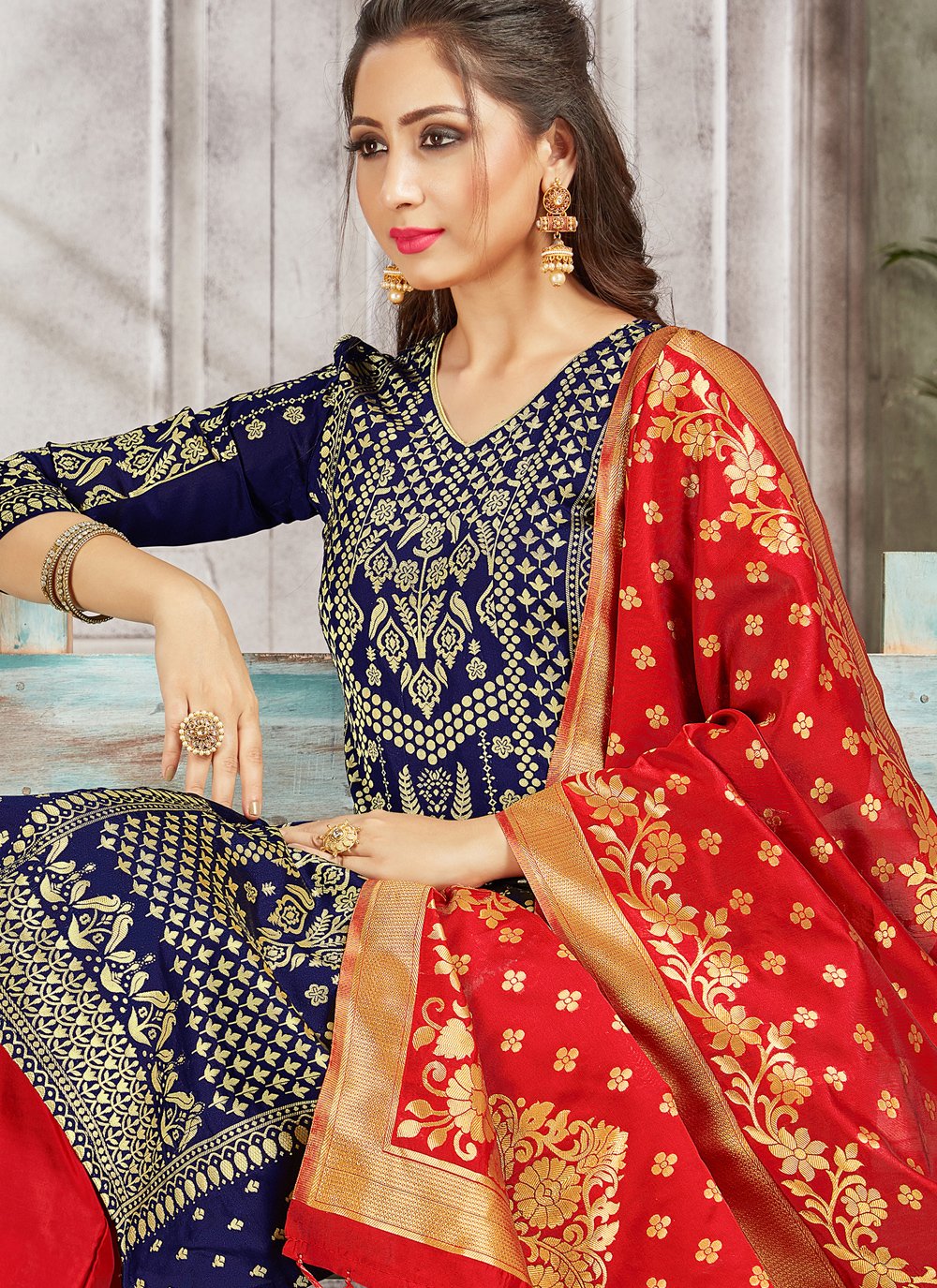 Buy Navy Blue Color Pant Style Suit Online 179589