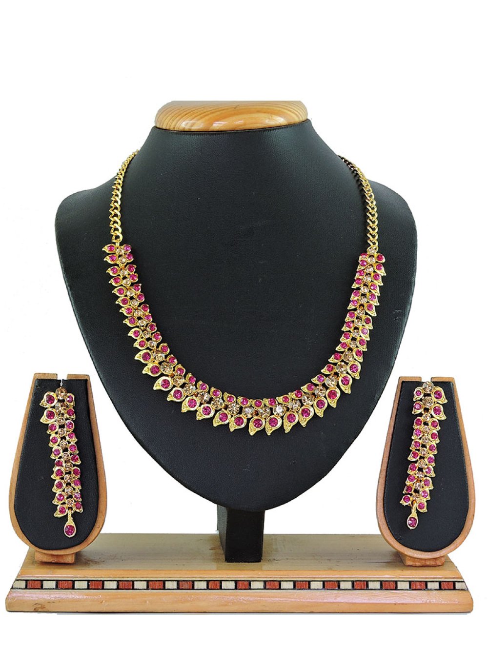 Necklace Set Stone Work in Pink