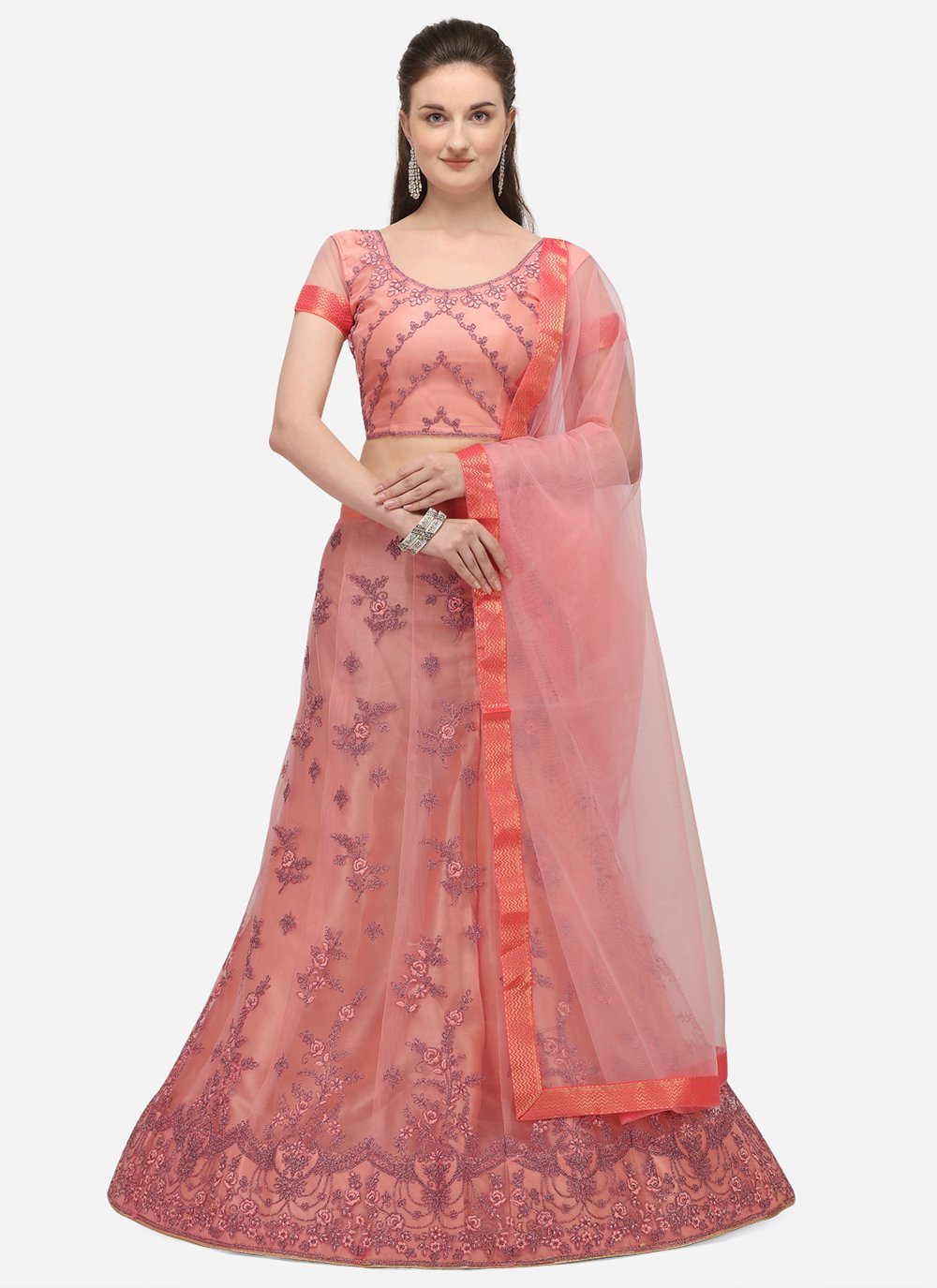 Buy JUST FASHION Embroidered Sequinned Ready To Wear Lehenga & Blouse With  Dupatta - Lehenga Choli for Women 24660696 | Myntra