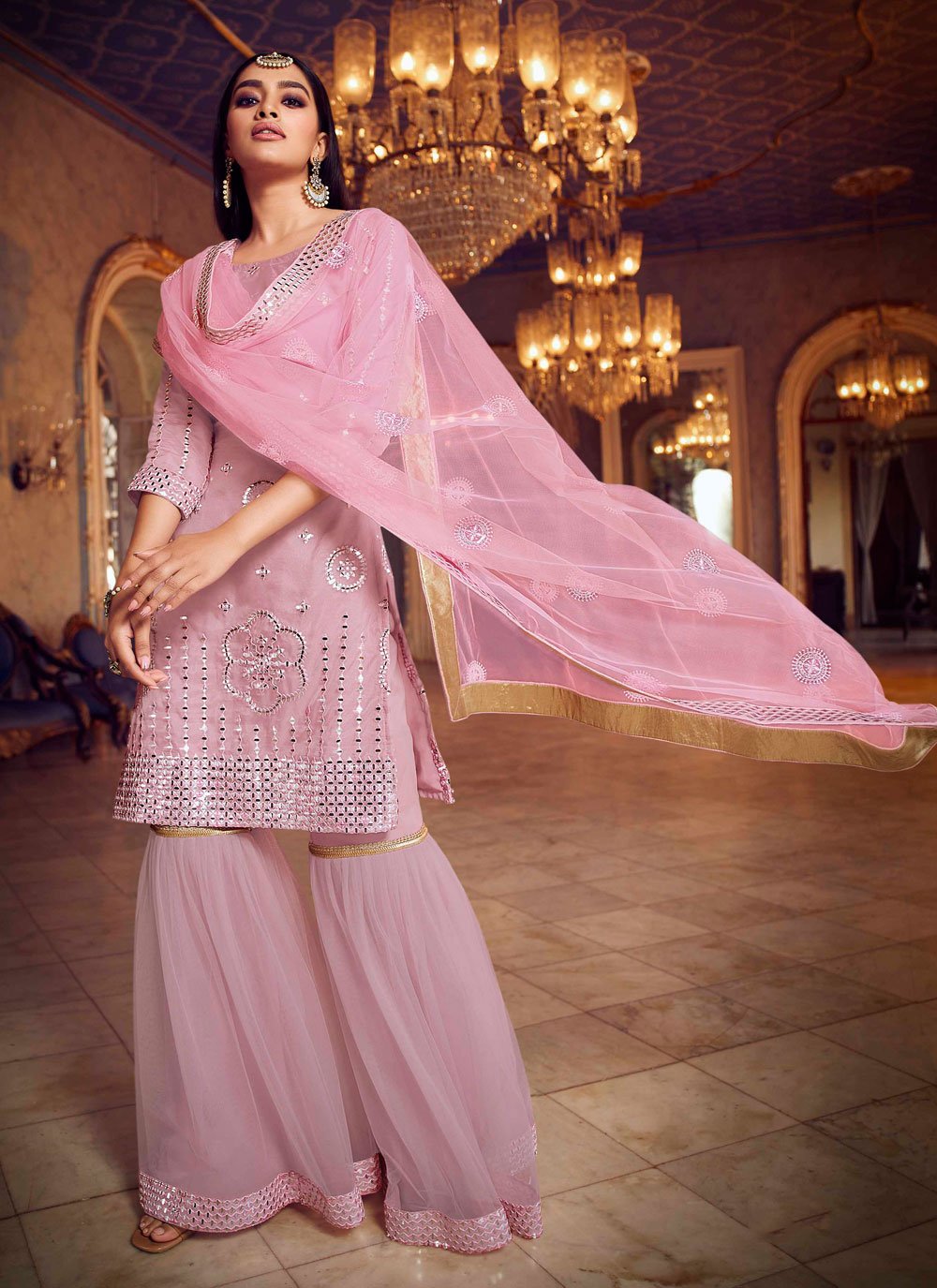 Pakistani Suit Design Online Peach Colour Suit - SareesWala.com