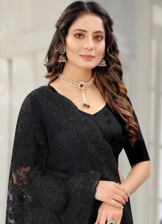 Net Designer Saree in Black