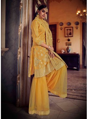 Net Mustard Designer Pakistani Salwar Suit