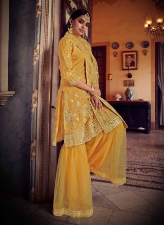 Net Mustard Designer Pakistani Salwar Suit