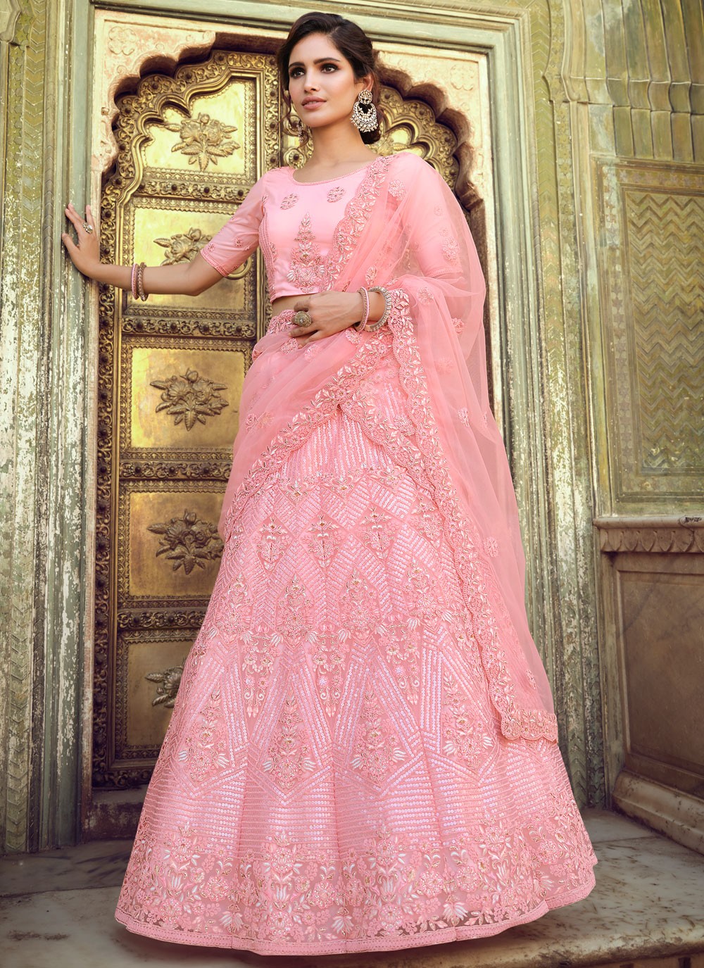 Blush Pink Pearl Lehenga Set – Vasavi Shah Label