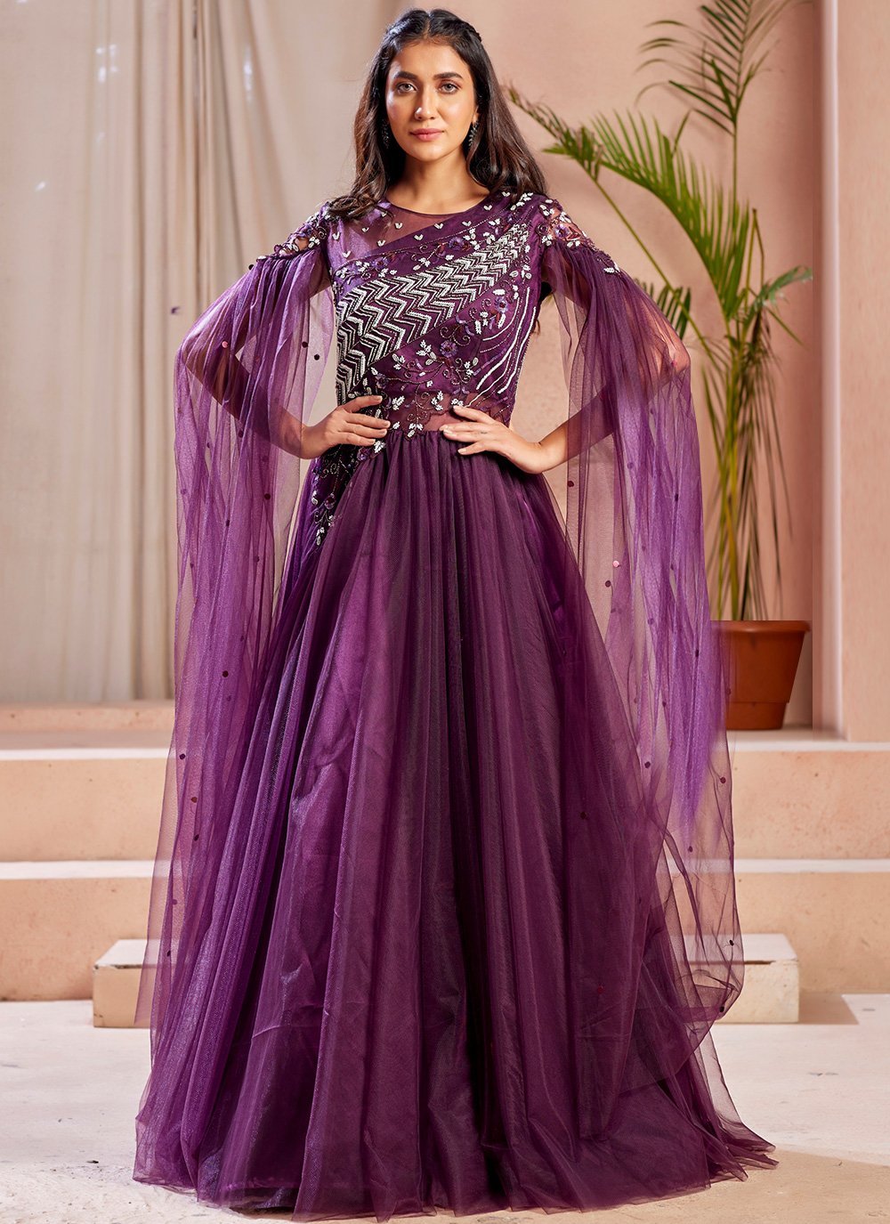 purple gown design