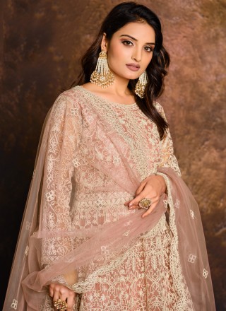 Net Resham Floor Length Anarkali Suit