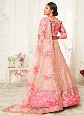 Net Sequins Bollywood Lehenga Choli in Pink