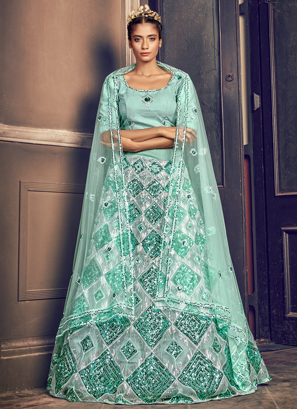 turquoise lehenga online shopping