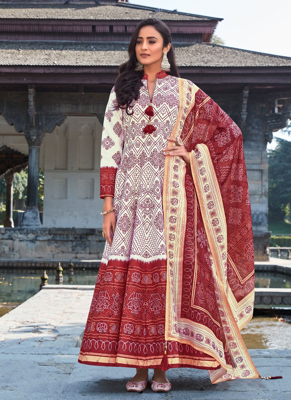 Off White Ceremonial Readymade Anarkali Suit
