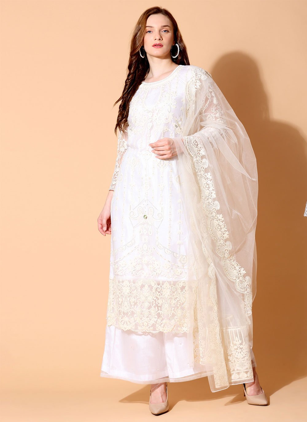 pakistani salwar kameez white