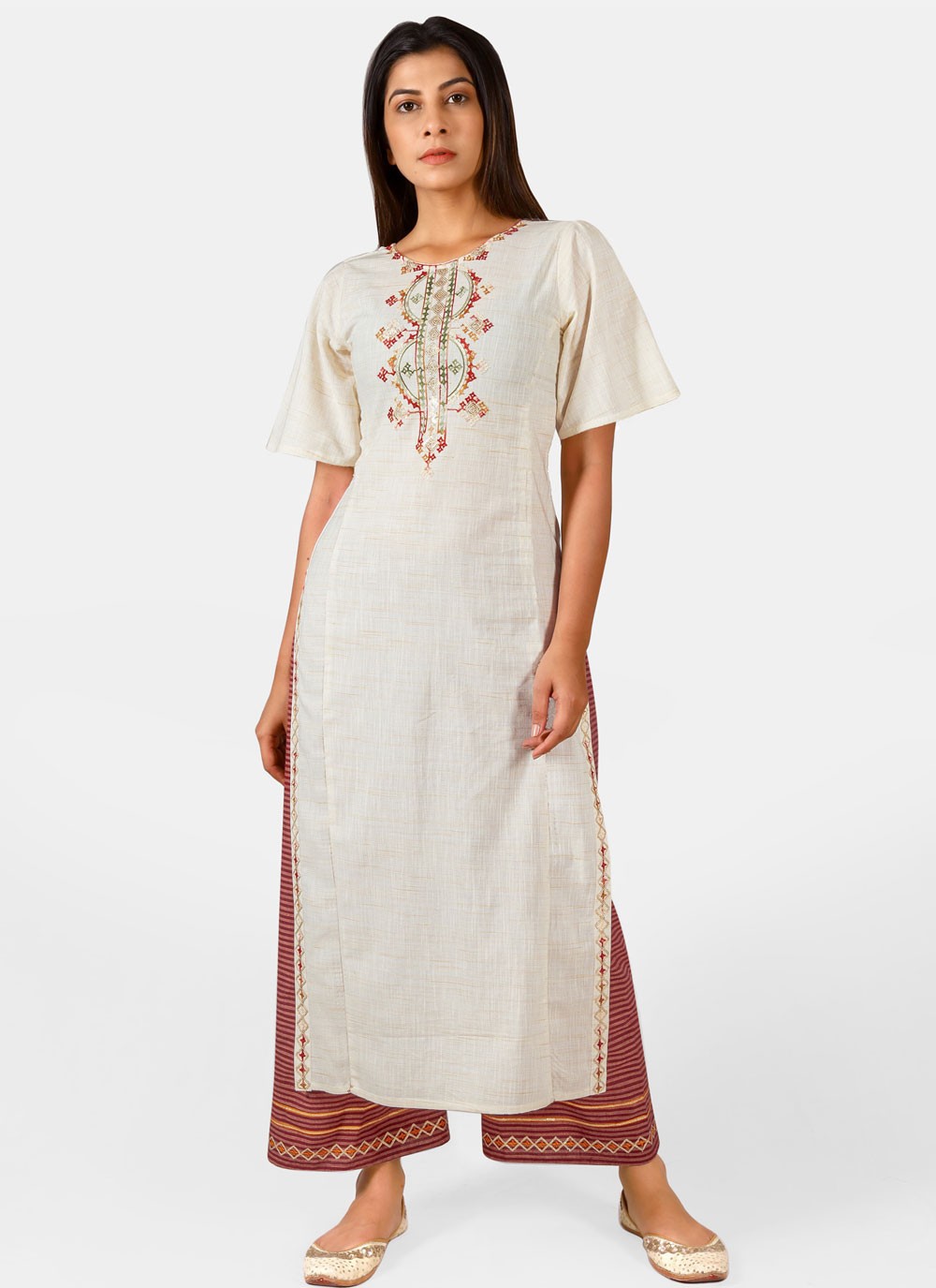 White 2024 khadi kurti