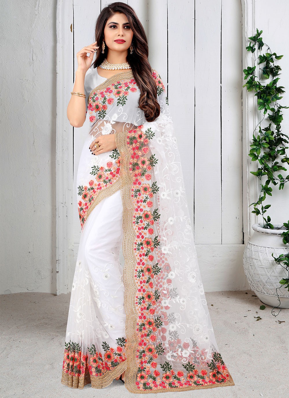 Floral Embroidery Georgette Sarees | RP101