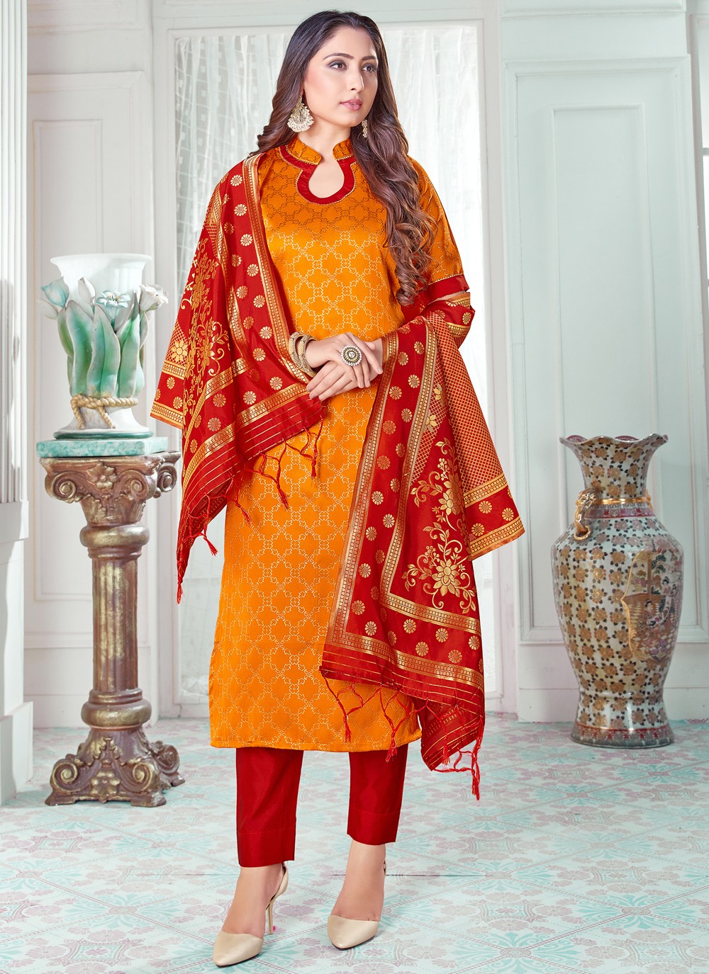 Netra Trisha Kanjivaram Silk Unstitched Banarasi Suit 8802