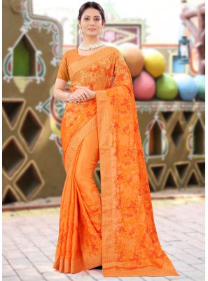 Orange Ceremonial Designer Saree