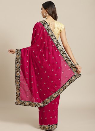 Patch Border Rani Silk Designer Traditional Saree