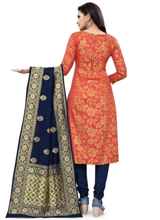 Peach Banarasi Silk Churidar Salwar Suit