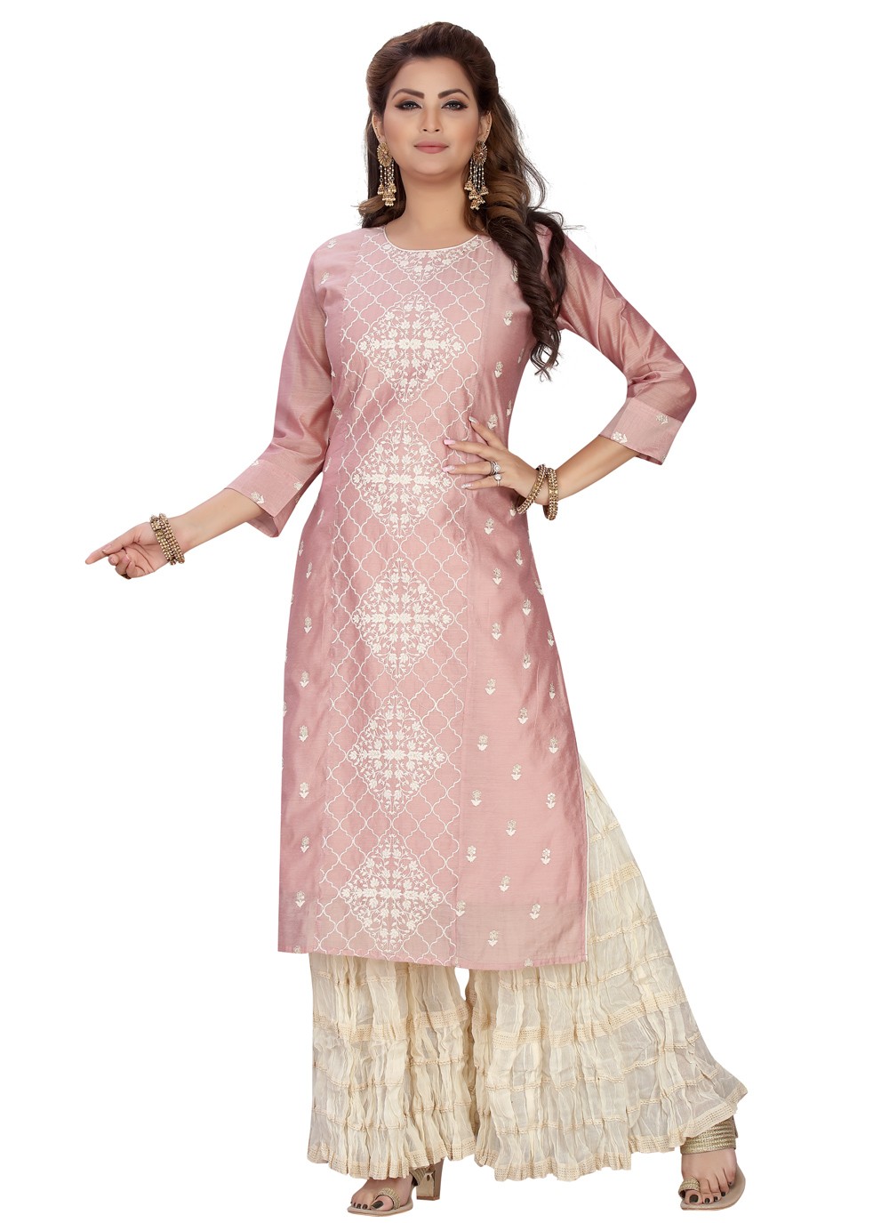 Kajal Style Fashion Festive Vol 1 Chanderi Kurti With Palazzo Set Wholesale  Catalogue - Jilani Textile