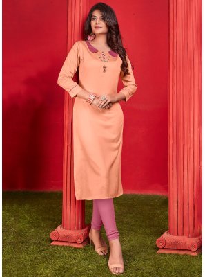 Peach Embroidered Party Wear Kurti