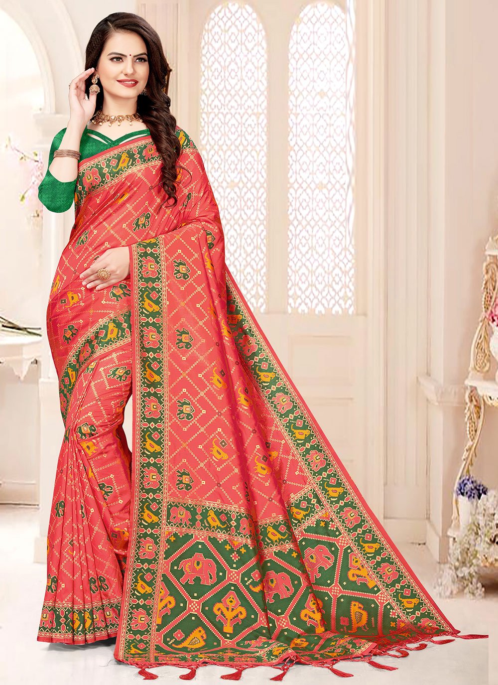 Pink Banarasi Silk Designer Traditional Saree