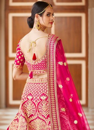 Pink Bridal Velvet Designer Lehenga Choli
