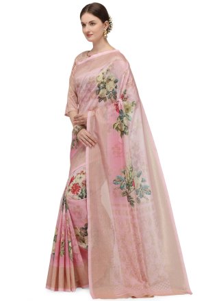 Pink Color Printed Saree