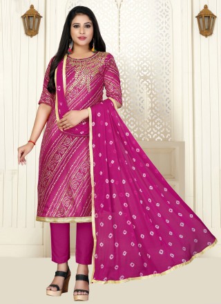 Pink Cotton Designer Salwar Suit