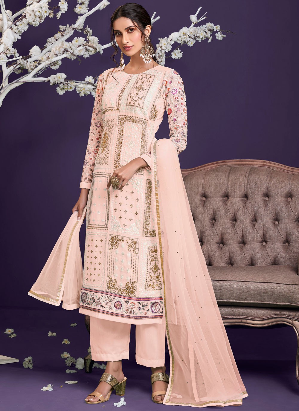 Pink Embroidered Designer Pakistani Suit