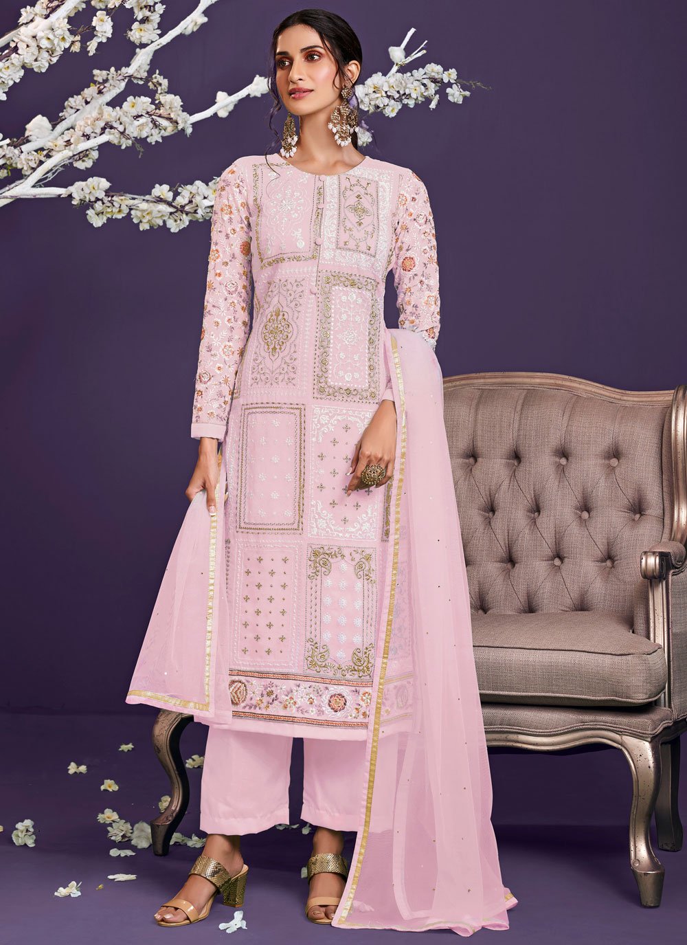 Pink Embroidered Festival Designer Pakistani Suit