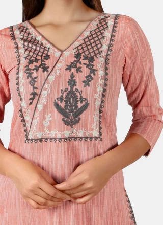 Pink Embroidered Festival Party Wear Kurti