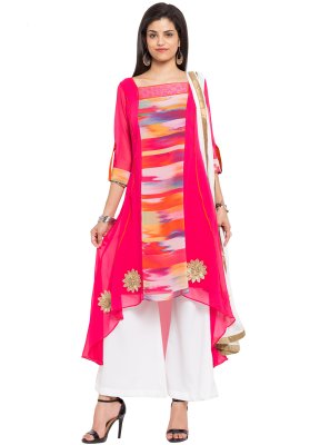 Pink Embroidered Reception Readymade Salwar Kameez