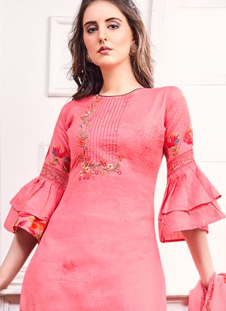 Pink Embroidered Trendy Salwar Kameez