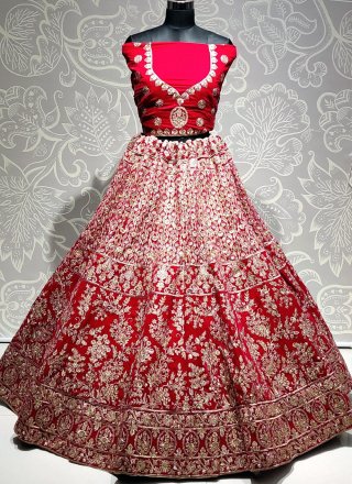 Pink Embroidered Velvet Designer Lehenga Choli