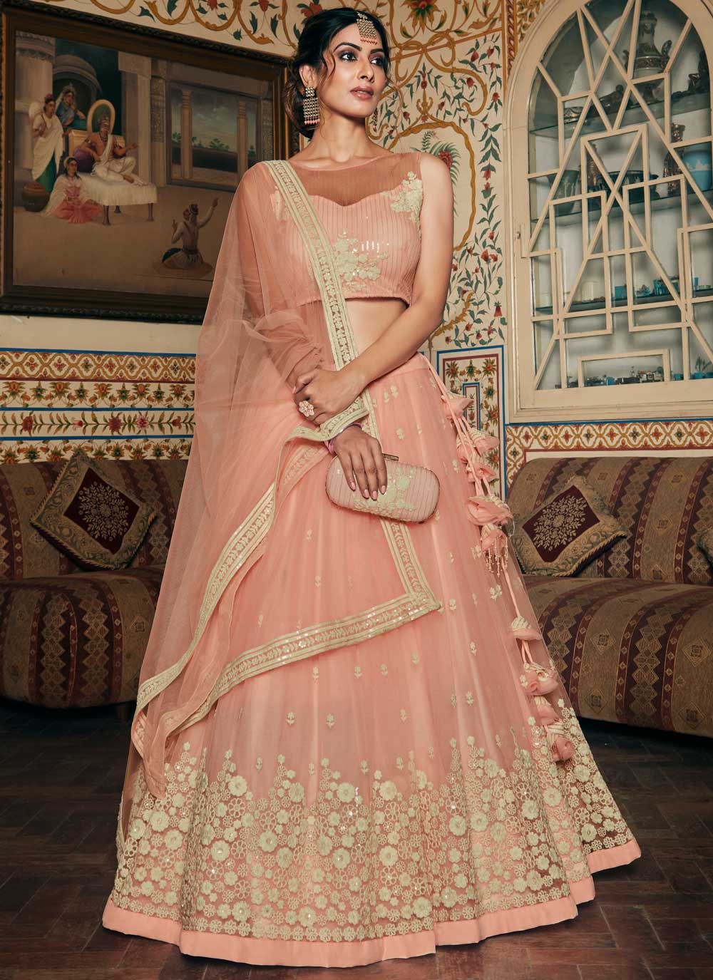 Pink color heavy designer lehenga for engagement and wedding – Joshindia