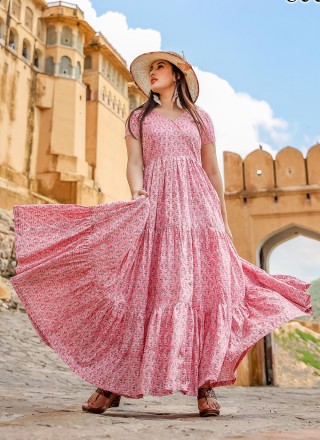 Pink Mehndi Designer Gown