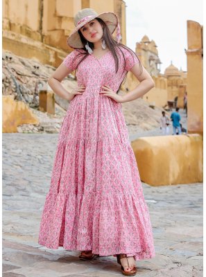 Pink Mehndi Designer Gown