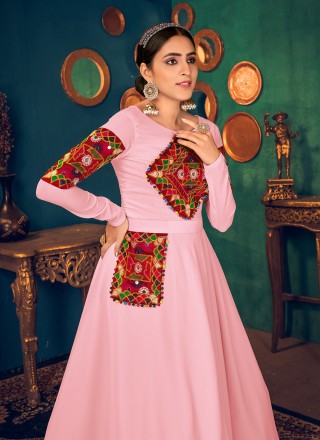 Pink Mirror Mehndi Floor Length Gown