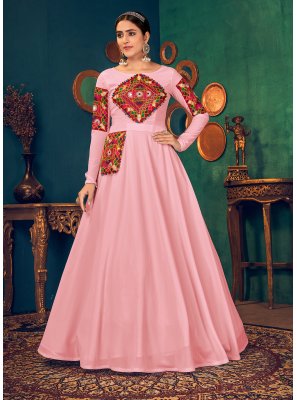 Pink Mirror Mehndi Floor Length Gown