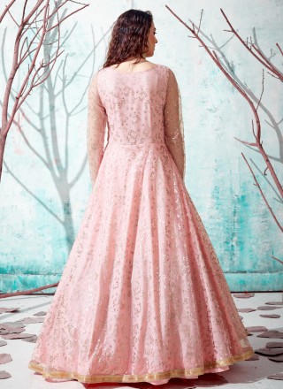 Pink Net Fancy Designer Gown