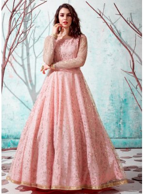 Pink Net Fancy Designer Gown