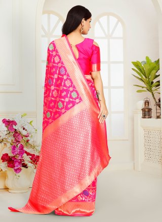 Pink Poly Silk Traditional Designer Saree