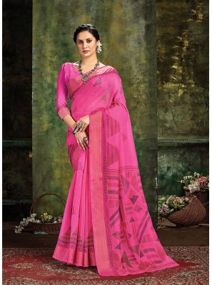 Pink Printed Classic Saree