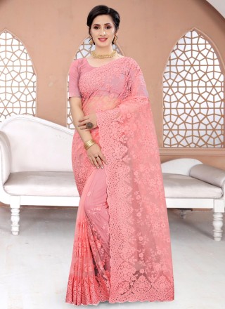 Pink Resham Ceremonial Classic Designer Saree