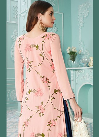 Pink Resham Ceremonial Designer Palazzo Salwar Suit
