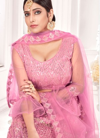 Pink Sequins Net Lehenga Choli