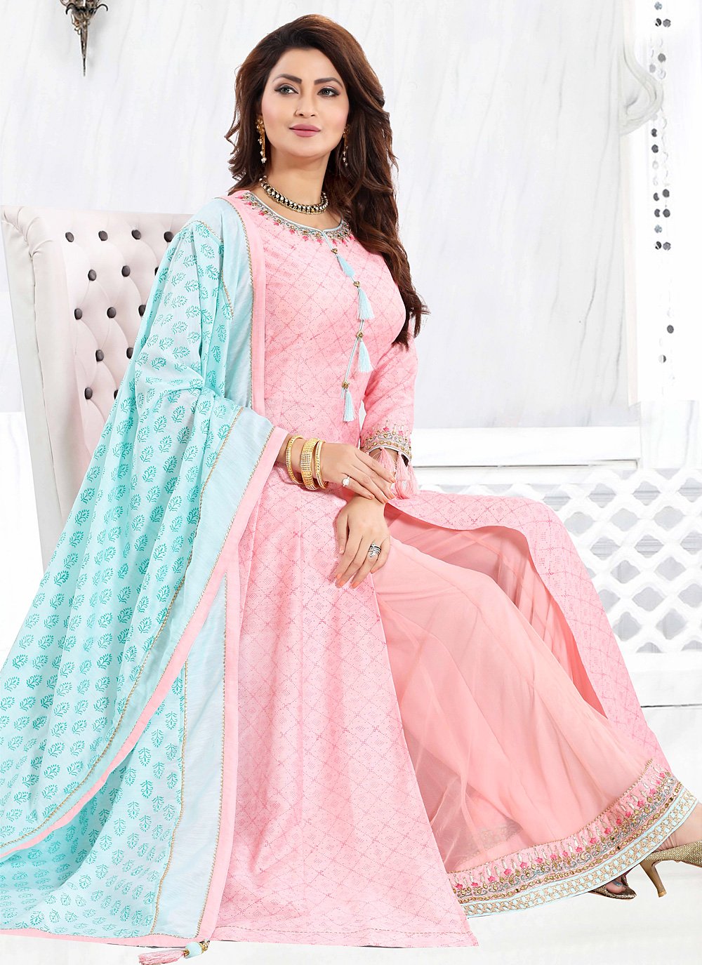 Pink Thread Readymade Suit