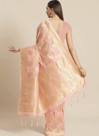 Pink Weaving Silk Traditional Saree